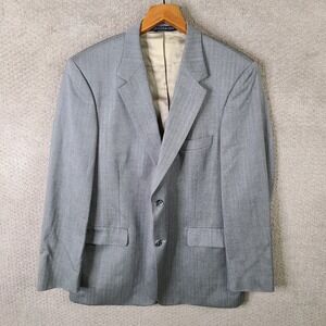 Vintage Oak Creek Jacket Men 43R Grey Herringbone Wool Blazer 2 Button Suit Coat
